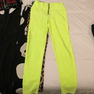 Neon Yellow Zip Leggings